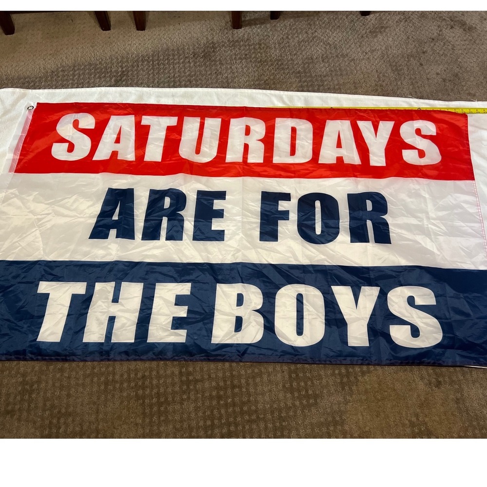 Barstool Sports Saturdays Are For The Boys Flag Red White Blue Banner 3x5 FT